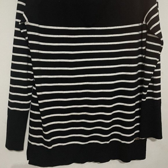 CALVIN KLEIN BLACK/WHITE STRIPE PULL-OVER V-NECK SWEATER MEDIUM-EUC - Picture 3 of 10
